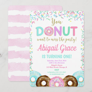 Donut Sprinklen Geburtstagsfeier Einladung Mädchen