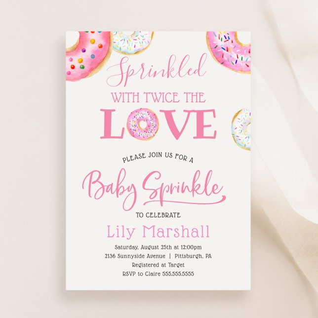 Donut Sprinkler mit zweimal die Liebe Twin Baby Einladung (Von Creator hochgeladen)