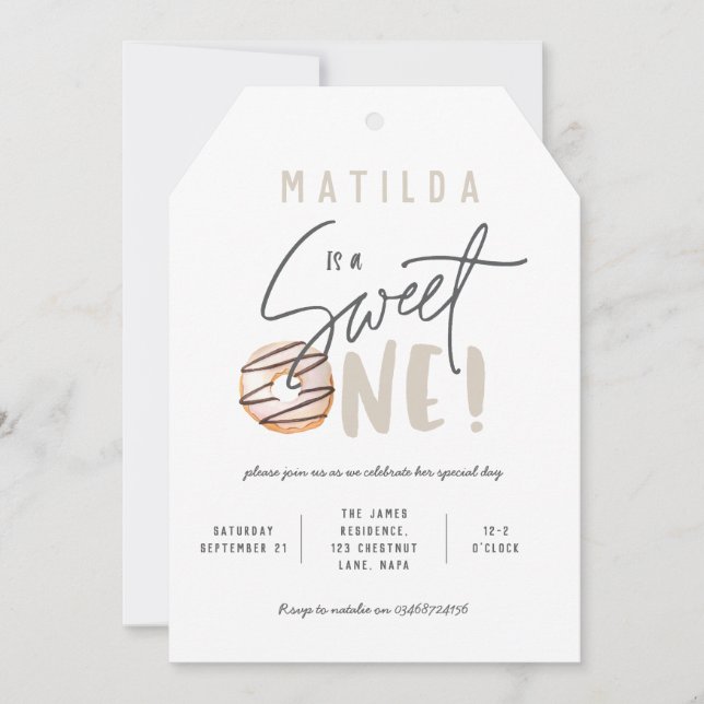 Donut sucré une invitation de 1er anniversaire (Devant)