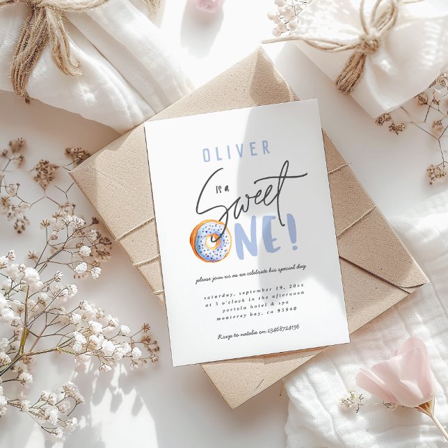 Donut sucré une invitation de 1er anniversaire (Créateur téléchargé)
