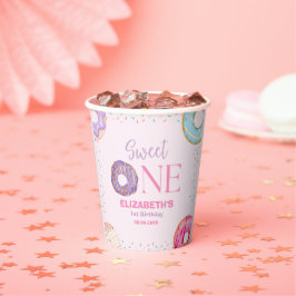 Donut Sweet One Birthday Party Donut Birthday Pappbecher