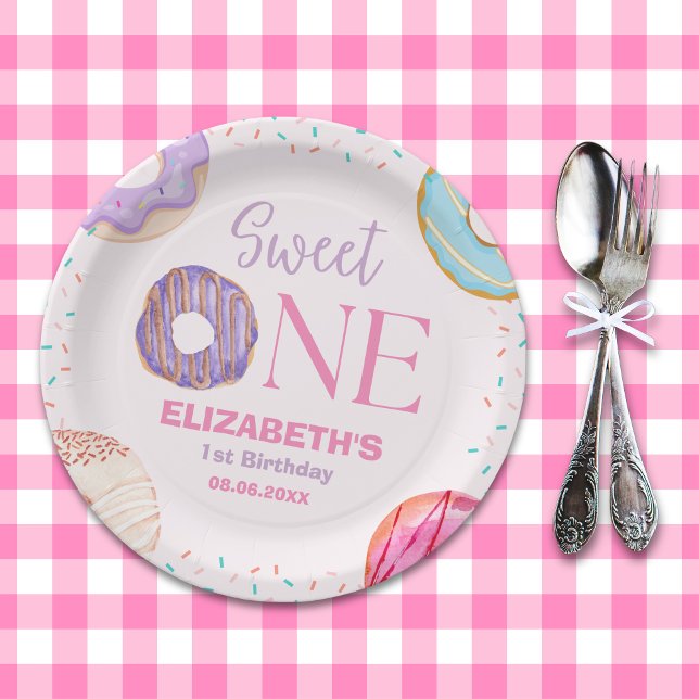 Donut Sweet One Cute Birthday Girl Pappteller (Von Creator hochgeladen)