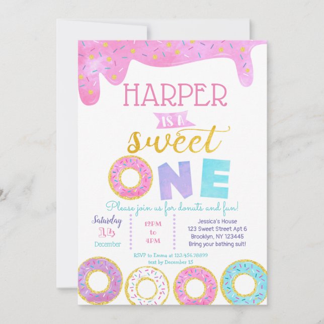 Donut Sweet One First Birthday Einladungen 1. (Vorderseite)