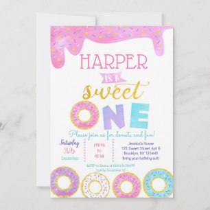 Donut Sweet One First Birthday Invitations 1er