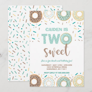 Donut Two Sweet Birthday Einladung Donut Party Blu