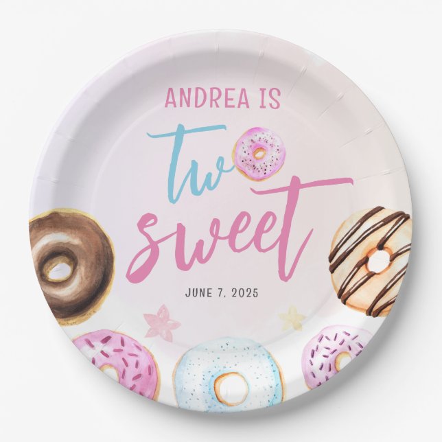 Donut Two Sweet Girl Pappteller (Vorderseite)