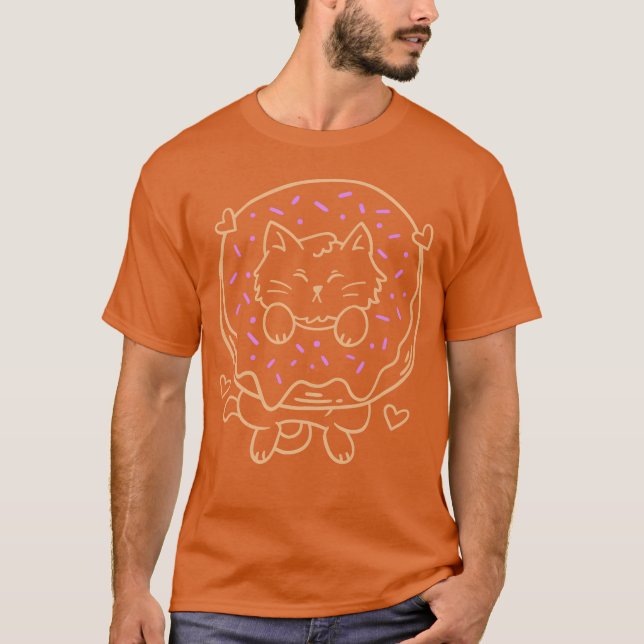 Donut und Cat witzig T-Shirt (Vorderseite)