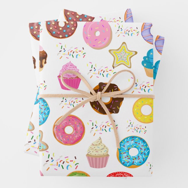 Donut und Cupcakes Geschenkpapier Set (Beispiel)