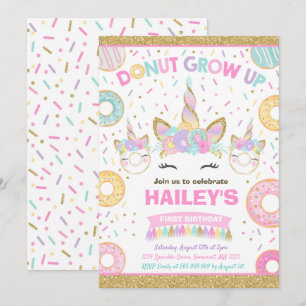 Donut- und Einhorn-Einladung Donut-werde-erwachsen Einladung