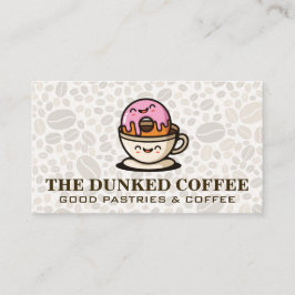 Donut und Kaffee-Cup-Cartoon Visitenkarte