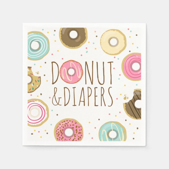 Donut und Windeln Papier Napkin Baby Sprinkle Serviette (Vorderseite)