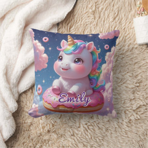 Donut Unicorn Pillow - Bearbeitbarer Name Kissen