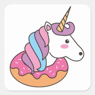 Donut unicorn quadratischer aufkleber
