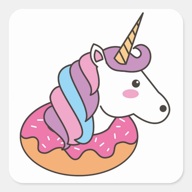 Donut unicorn quadratischer aufkleber (Vorderseite)