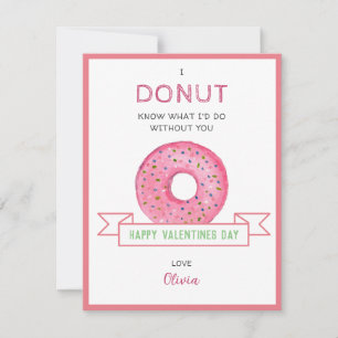 Donut Valentinstag Mini-Flachkarte Mitteilungskarte