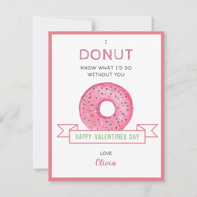 Donut Valentinstag Mini-Flachkarte Mitteilungskarte (Vorderseite)