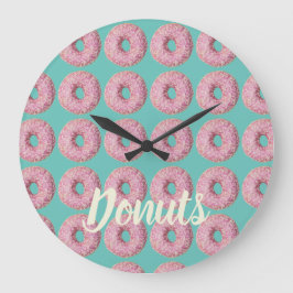 Donut Vegan Pattern for Vegetarian Sweet Tooth Große Wanduhr