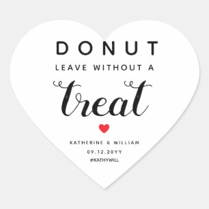 Donut Verlasse ohne Leckerei Gastgeschenk Hochzeit Herz-Aufkleber