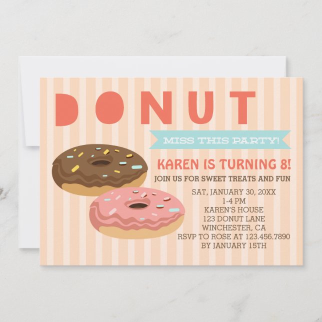 Donut verpassen dieses Party - Donuts Party Einlad Einladung (Vorderseite)