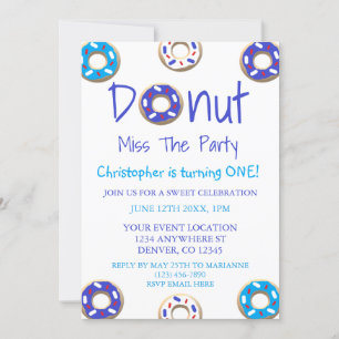 Donut verpasst das Party 1. Geburtstag Einladung