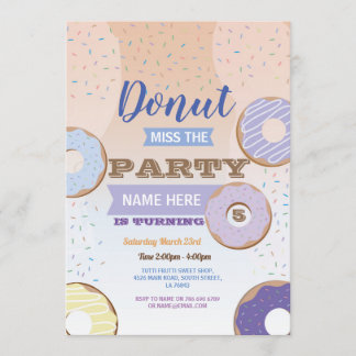 Donut verpasst das Party Geburtstag Doughnut Blue  Einladung
