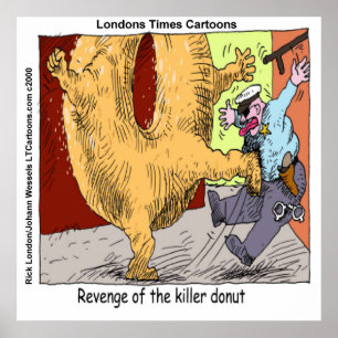 Donut Vs Polizei Lustiges Cartoon-Poster Poster