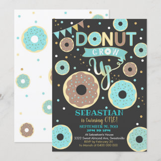 Donut wächst auf 1. Geburtstag Einladung Boy Donut