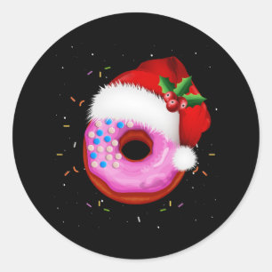 Donut Wear Weihnachtsmannmütze Frohe Weihnachtsfei Runder Aufkleber