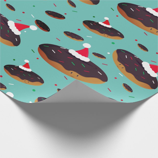 Donut Weihnachtsmannmützen Muster Weihnachten Geschenkpapier (Ecke)