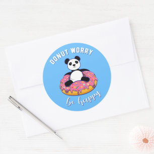 Donut Worry Be Happy II Runder Aufkleber