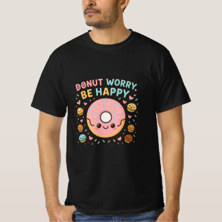 Donut Worry Be Happy - Niedlicher Kawaii Donut T - T-Shirt