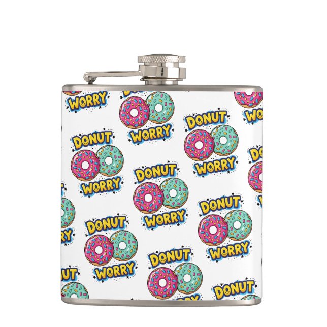 Donut Worry Flasche Flachmann (Vorderseite)