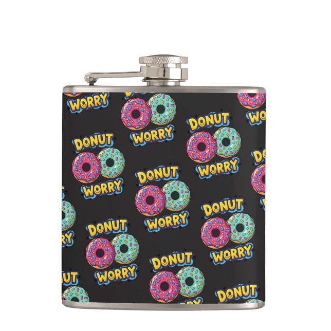 Donut Worry Flasche Flachmann (Vorderseite)