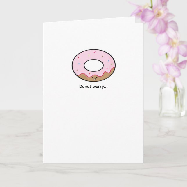 Donut Worry Greeting Card Kawaii Donut Illustratio Karte (Orchidee)