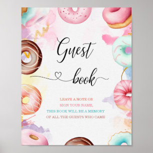 Donut-Zeit-Wasserfarbe Babyshower-Gästebuch Poster