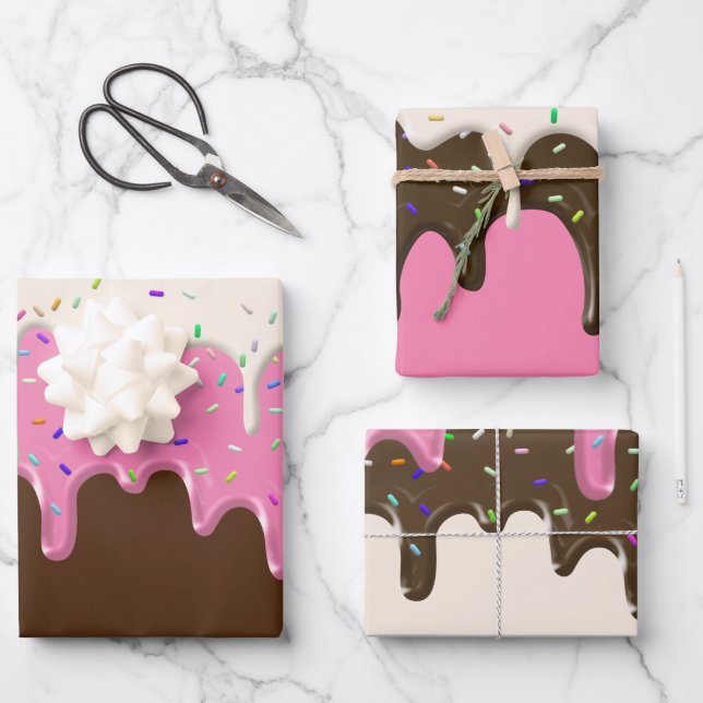 Donut-Zuckerguss-Icing-Sprinklen Geschenkpapier Set (Vorderseite)