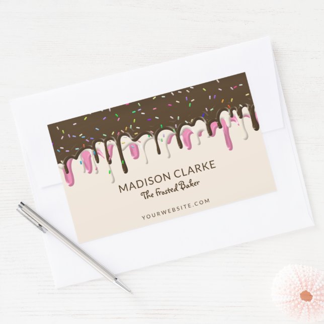 Donut Zuckerguss Sprinkles Bäckerei Rechteckiger Aufkleber (Umschlag)