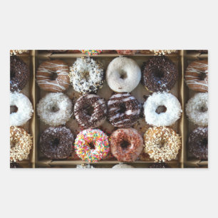 Donuts am Dutzend Foto Rechteckiger Aufkleber