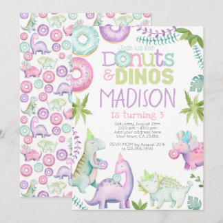 Donuts and Dinos Invitation (Pink & Lavender) Einladung