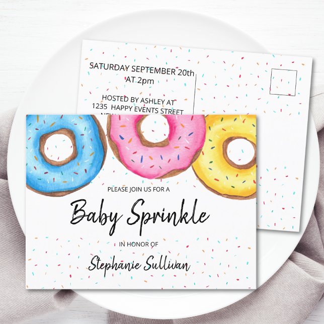 Donuts Baby Sprinkl Invitation Carte postale (Créateur téléchargé)