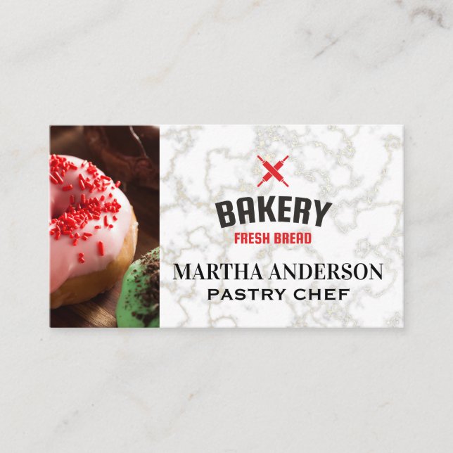 Donuts | Bäckerei Frisch Brot | Buttone Visitenkarte (Vorderseite)