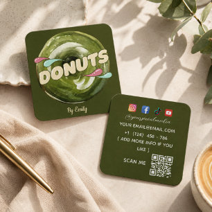 Donuts Bakery Square Business Card Quadratische Visitenkarte