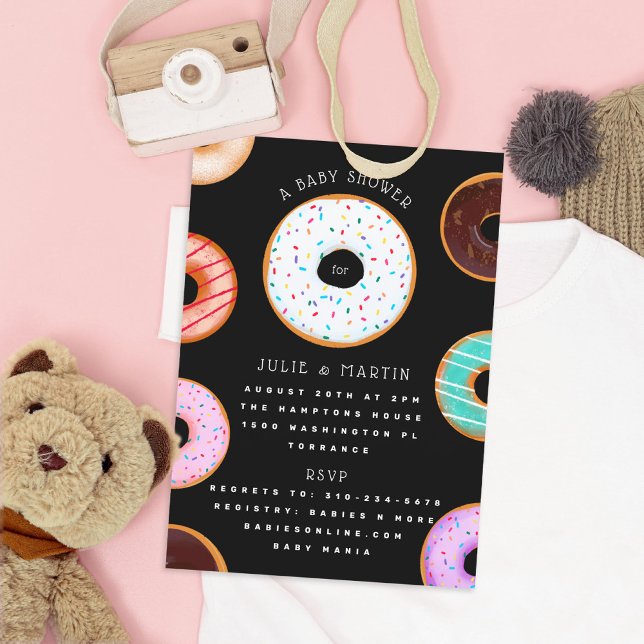 Donuts Black Baby Shower Einladung (Von Creator hochgeladen)