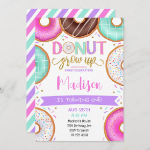 Donuts colorés Filles Invitation Anniversaire