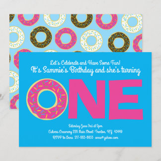 Donuts Colorful 1. Geburtstagseinladungen Einladung