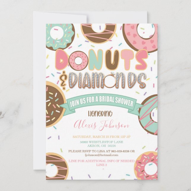 Donuts & Diamonds Bridal Dusche Einladung (Vorderseite)