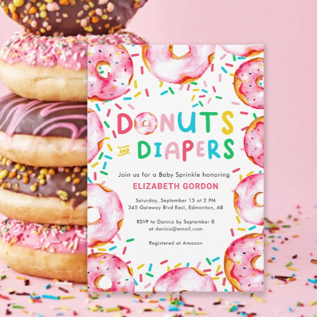 Donuts & Diapers Baby Sprinkle Niedlicher Spaß Einladung (Von Creator hochgeladen)