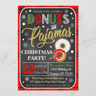 Donuts Et Pajamas Invitation À La Fête De Noël