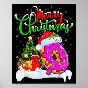 Donuts Food Lover Weihnachtsdekorationen Santa Don Poster