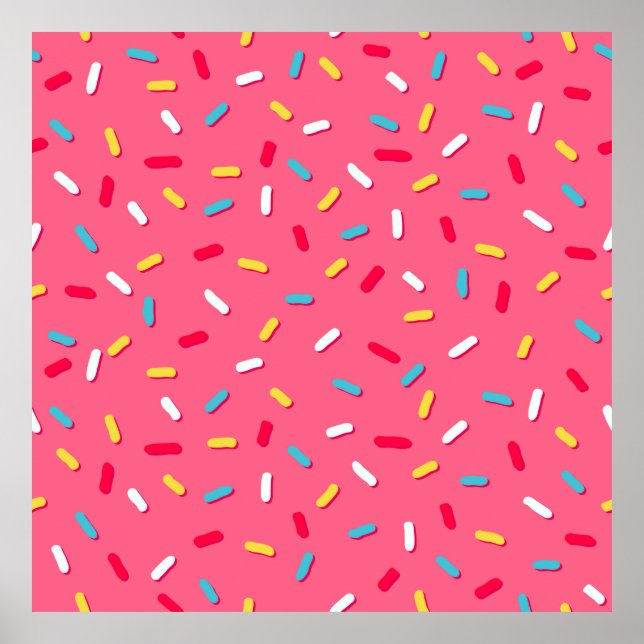 Donut's Glaze nahtlos Muster, rosa Hintergrund, t Poster (Vorne)